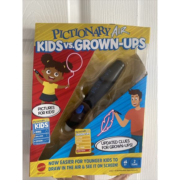 Mattel Games Pictionary Air Kids Vs. Grown-Ups Family Game‎ for Game Night GXX04 - Picture 1 of 3